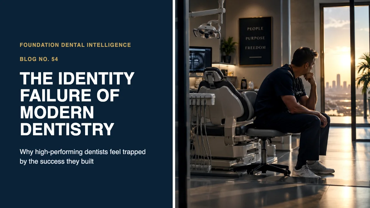 Foundation Dental Intelligence Blog No. 54, The Identity Failure of Modern Dentistry., by Dr. Jim Arnold.