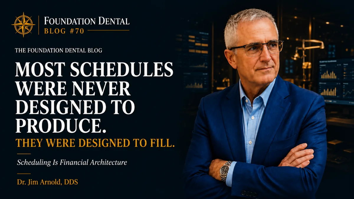 Foundation Dental Intelligence Blog No. 70, The Schedule That Lies to You Every Day., by Dr. Jim Arnold.