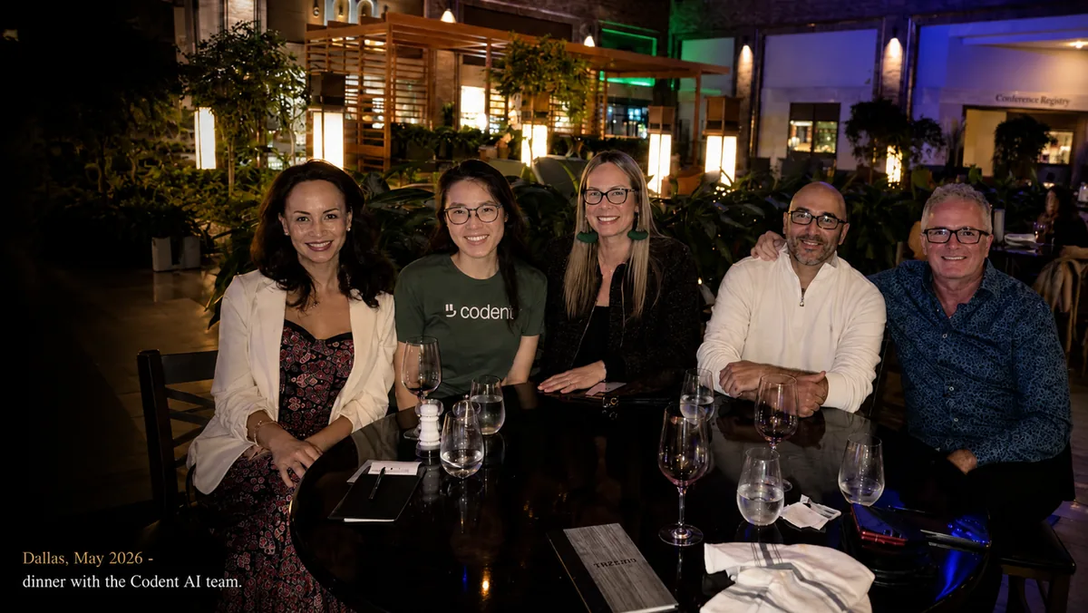 The Codent AI team at a dinner in Dallas.
