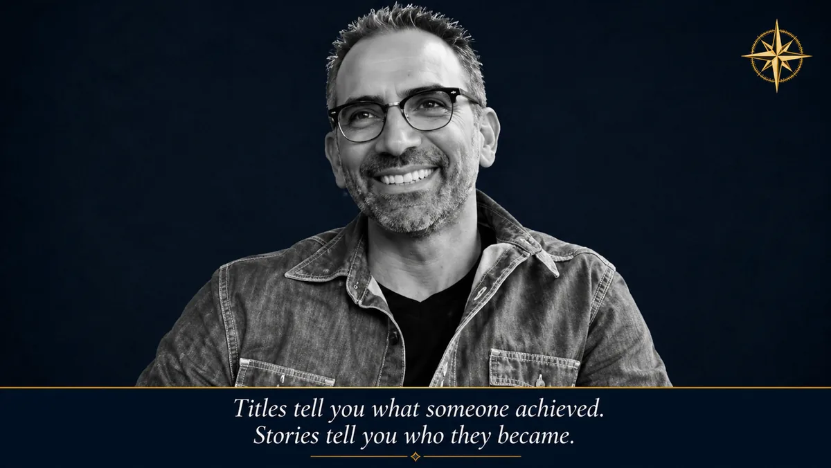 Portrait of Dr. Brett Kessler. Caption: titles tell you what someone achieved, stories tell you who they became.