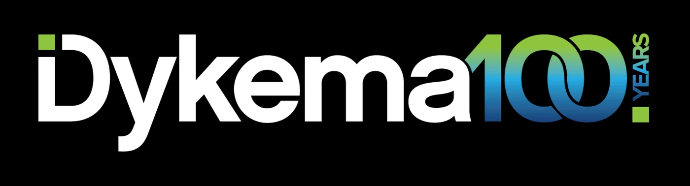 Dykema 100 Years anniversary logo.