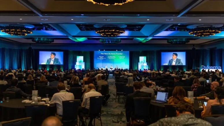 The general session ballroom at the Dykema DSO Conference, filled with attendees.