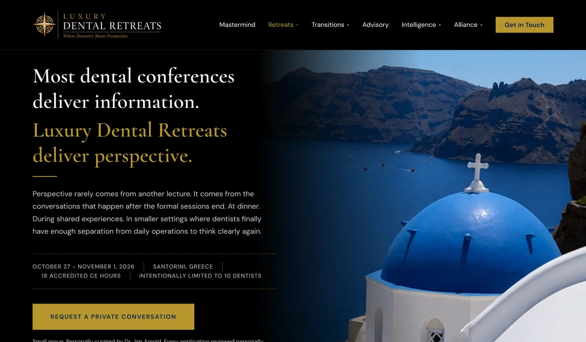 The Luxury Dental Retreats website