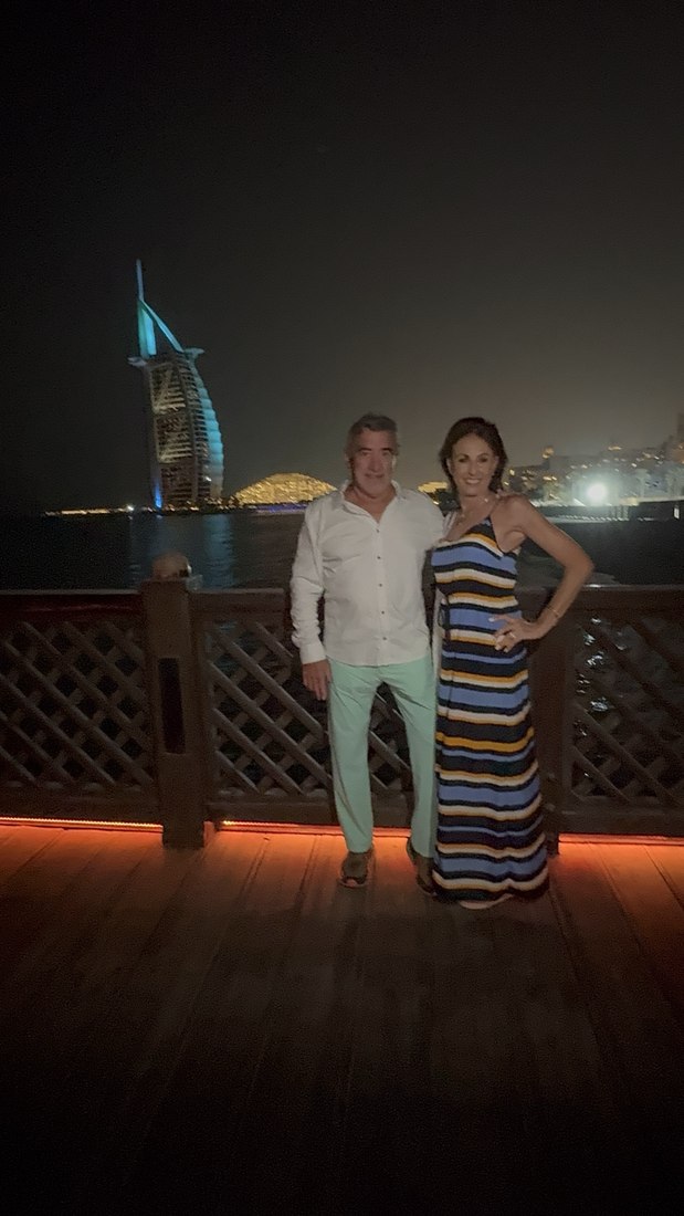 A couple at an evening view of the Burj Al Arab