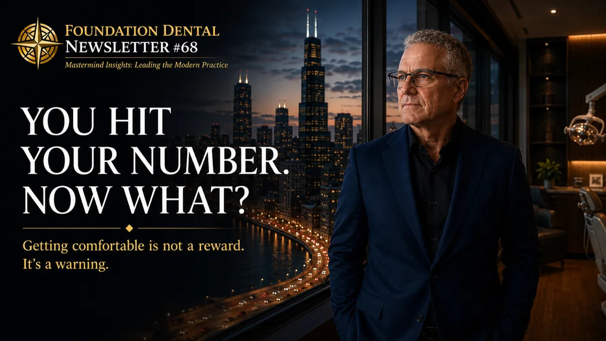 Foundation Dental Intelligence Newsletter No. 68, You Hit Your Number. Now What., by Dr. Jim Arnold.