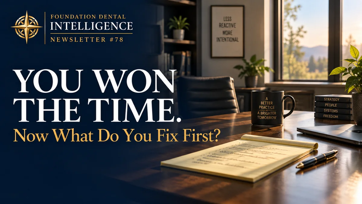 Foundation Dental Intelligence Newsletter No. 78, You Won the Time., by Dr. Jim Arnold.
