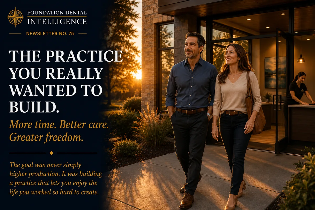 A couple walking together outside a practice at golden hour. Caption: the practice you really wanted to build. More time, better care, greater freedom.