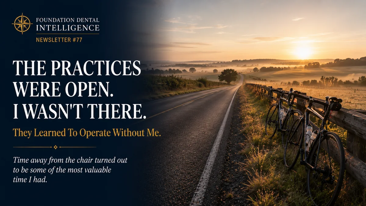 A country road at sunrise with a bicycle resting against a fence. Headline: the practices were open, I wasn't there. They learned to operate without me.