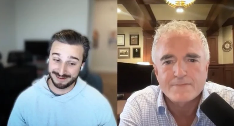 Grey Bonin and Dr. Jim Arnold recording a remote Foundation Dental Podcast conversation